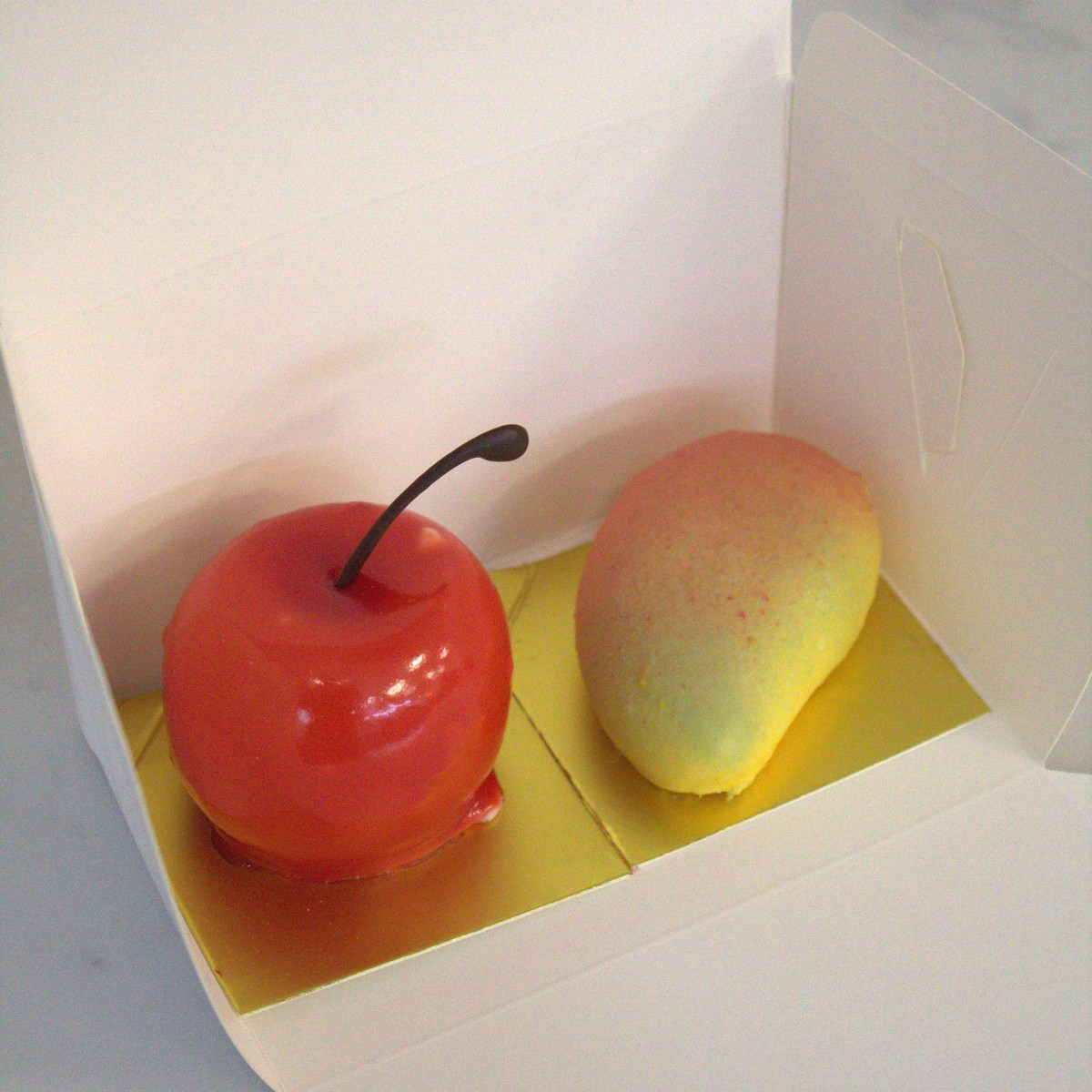 SugarFall Selection Box of 2 petit-gâteaux (cherry & mango) — handmade petit-gâteaux, Byres Road Glasgow